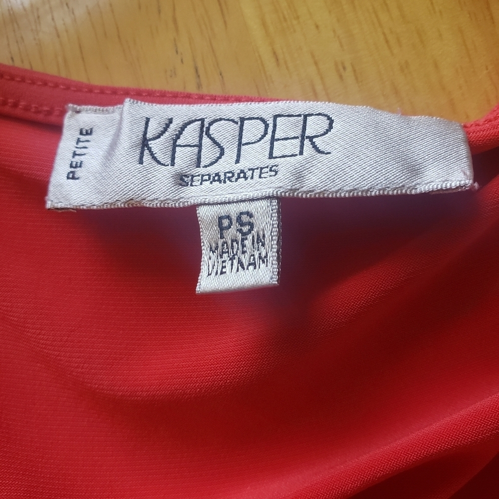 Kasper Ruched Red Sleeveless Blouse Petite Small - Picture 5 of 7